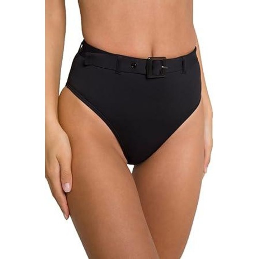 Good American Belted High Waist Showoff Bikini Bottoms Black Size Small